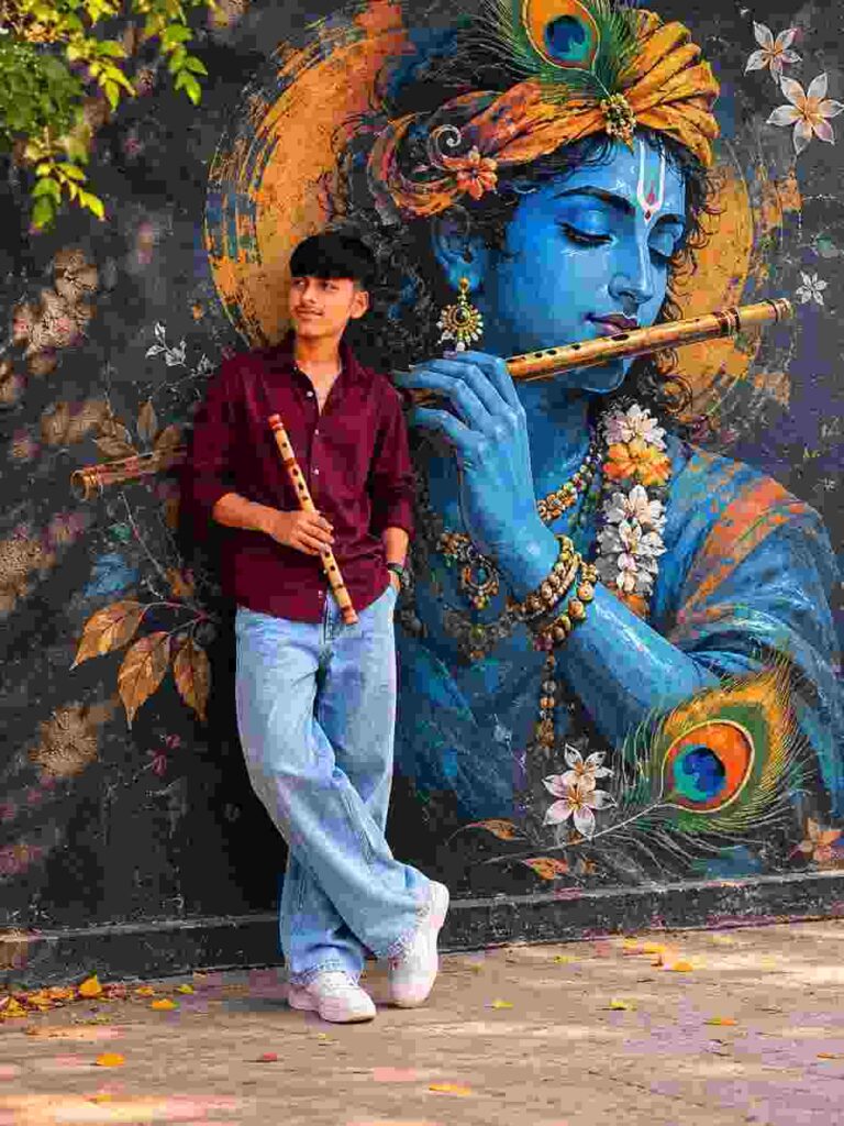 krishna wall photo editing prompt boy