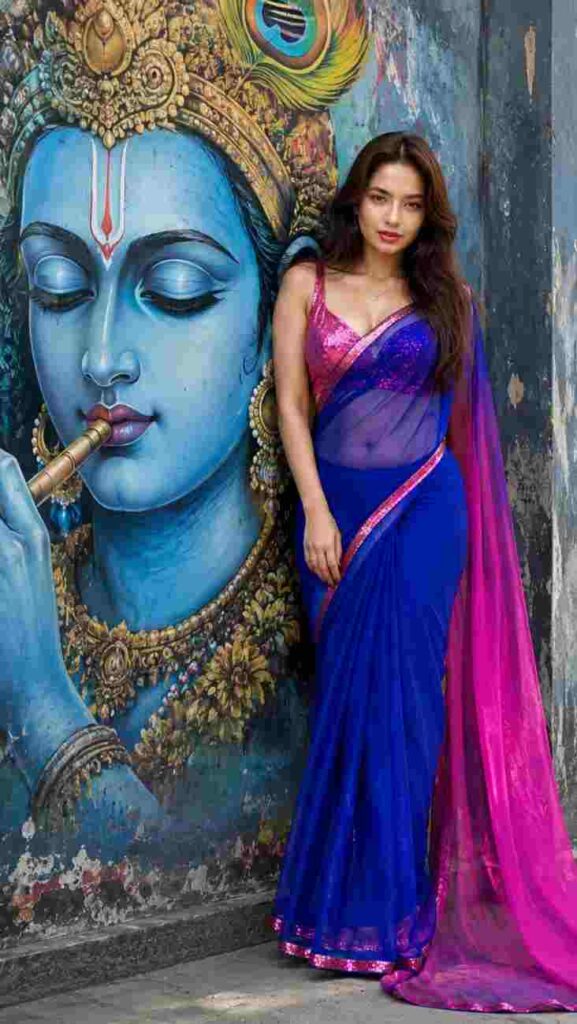 krishna wall photo editing prompt girl