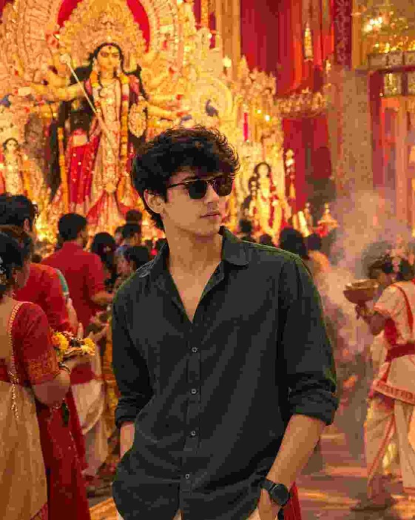 Durga Puja Boy Photo Editing Prompt